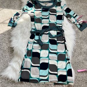 Ann Taylor geometric 3/4 sleeve mod 70s dress size xs